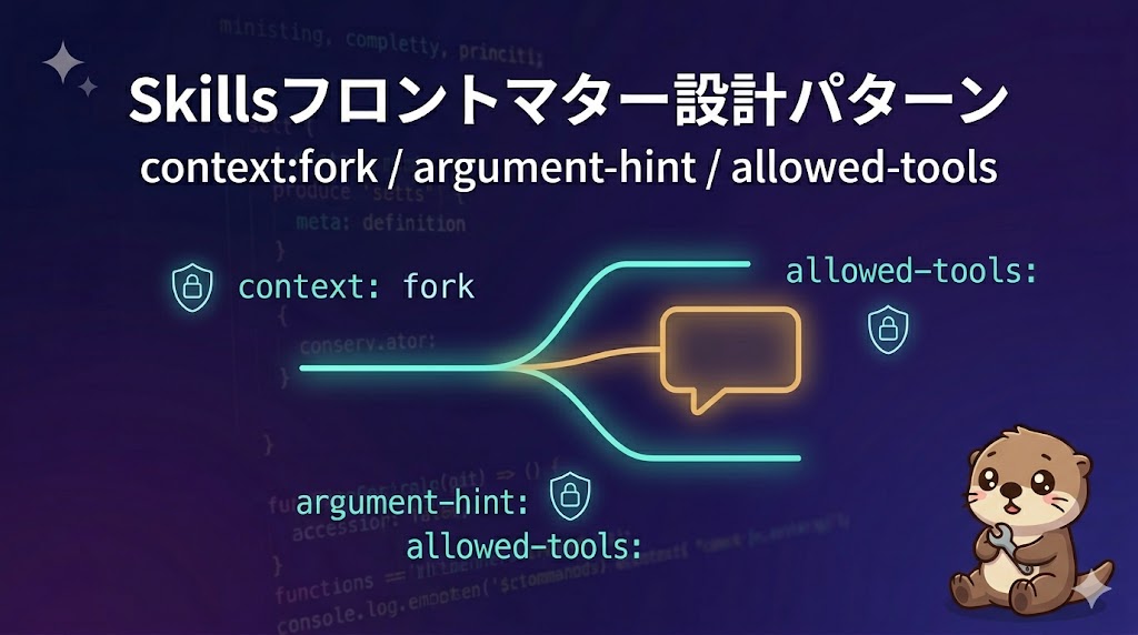 Skillsフロントマター設計パターン——context:fork・argument-hint・allowed-toolsを組み合わせる【CCA Foundations対策】
